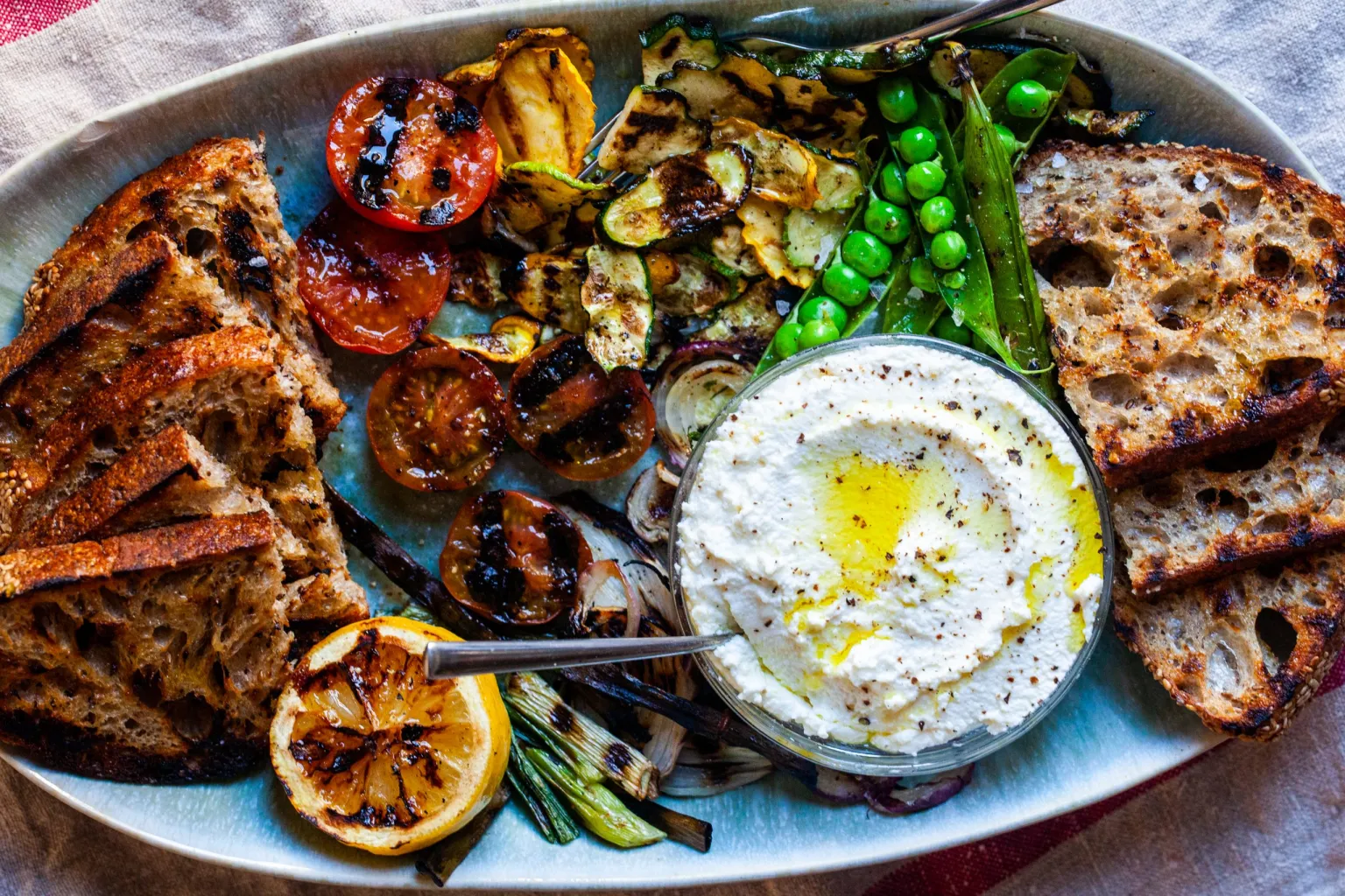 summer ricotta with grilled vegetables